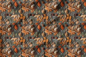 3D Sonbahar Sincap Desenli Dijital Baskılı Kumaş