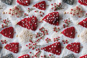 3D Yılbaşı Çam Desenli Dijital Baskılı Kumaş