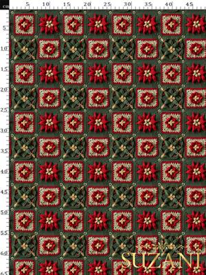 3D Yılbaşı Çiçeği Nakış Desenli Dijital Baskılı Kumaş