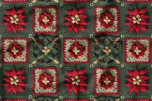 3D Yılbaşı Çiçeği Nakış Desenli Dijital Baskılı Kumaş