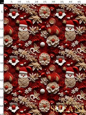 3D Yılbaşı Çiçek Desenli Dijital Baskılı Kumaş