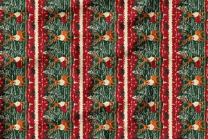 3D Yılbaşı Geyik Desenli Dijital Baskılı Kumaş