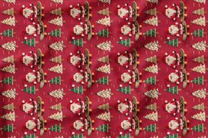 3D Yılbaşı Kaykaylı Noel Baba Desenli Dijital Baskılı Kumaş