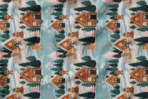 3D Yılbaşı Kurabiye Desenli Dijital Baskılı Kumaş