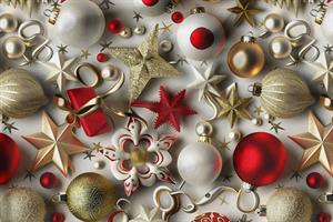 3D Yılbaşı Küreler Desenli Dijital Baskılı Kumaş