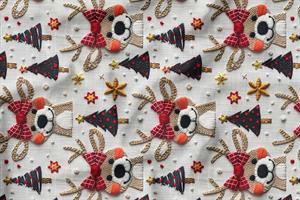 3D Yılbaşı Nakışlı Geyik Desenli Dijital Baskılı Kumaş