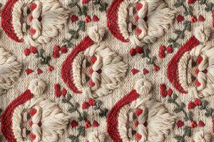 3D Yılbaşı Nakışlı Noel Baba 2 Desenli Dijital Baskılı Kumaş