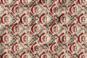 3D Yılbaşı Nakışlı Noel Baba 2 Desenli Dijital Baskılı Kumaş