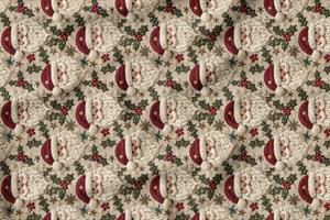 3D Yılbaşı Nakışlı Noel Baba Desenli Dijital Baskılı Kumaş