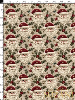 3D Yılbaşı Nakışlı Noel Baba Desenli Dijital Baskılı Kumaş