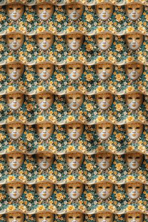 3D Yüzler Desenli Dijital Baskılı Kumaş