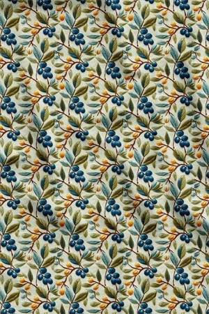 3D Zeytin Dalı Desenli Dijital Baskılı Kumaş