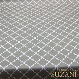 Açık Gri Zemin Üzeri Moroccan Desenli Kumaş