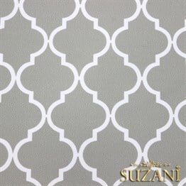 Açık Gri Zemin Üzeri Moroccan Desenli Kumaş