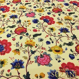 Açık Sarı Zemin Çiçekli Kumaş