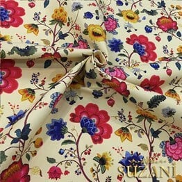 Açık Sarı Zemin Çiçekli Kumaş