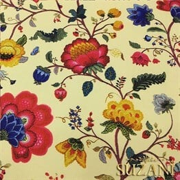 Açık Sarı Zemin Çiçekli Kumaş