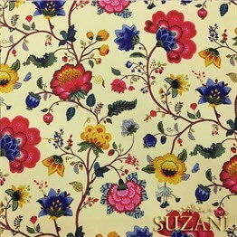 Açık Sarı Zemin Çiçekli Kumaş