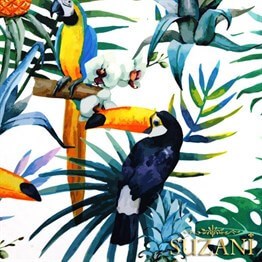 Ananaslı Tukan Desenli Kumaş