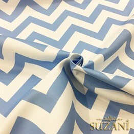 Bebe Mavi Zigzag Döşemelik Kumaş
