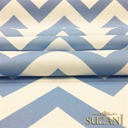 Bebe Mavi Zigzag Döşemelik Kumaş