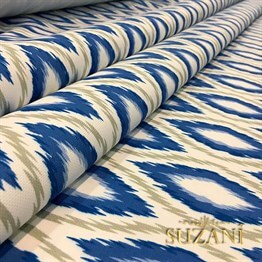 Bej Mavi Baklava İkat Kumaş