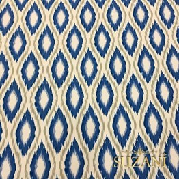 Bej Mavi Baklava İkat Kumaş