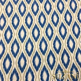 Bej Mavi Baklava İkat Kumaş