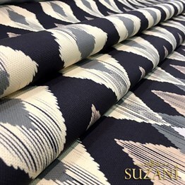 Bej Siyah Baklava İkat Kumaş