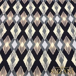 Bej Siyah Baklava İkat Kumaş