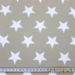 Bej Zemin Düz Yıldızlı Kumaş