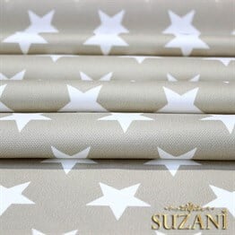 Bej Zemin Düz Yıldızlı Kumaş