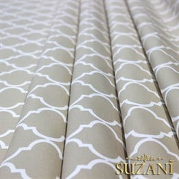 Bej Zemin Üzeri Moroccan Desenli Kumaş