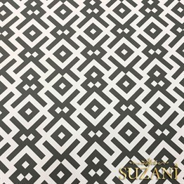 Beyaz Gri Geometrik Kumaş