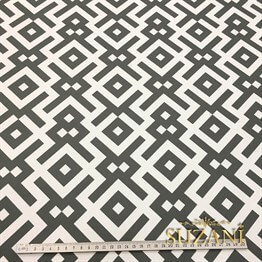 Beyaz Gri Geometrik Kumaş