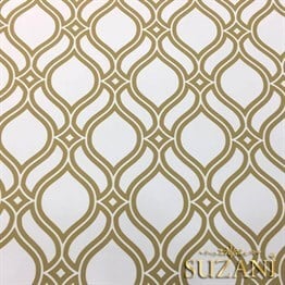 Beyaz Kahve Arabesk Desenli Kumaş