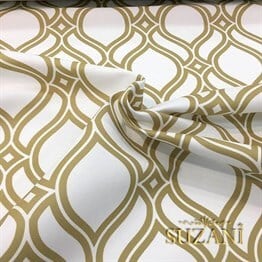 Beyaz Kahve Arabesk Desenli Kumaş