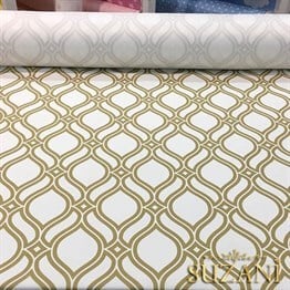 Beyaz Kahve Arabesk Desenli Kumaş