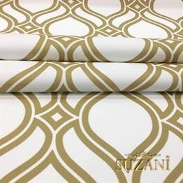 Beyaz Kahve Arabesk Desenli Kumaş