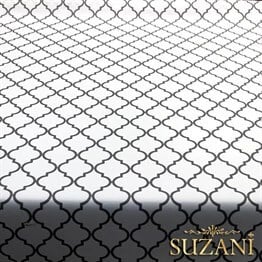 Beyaz Üzeri Gri Moroccan Desenli Kumaş