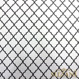 Beyaz Üzeri Gri Moroccan Desenli Kumaş