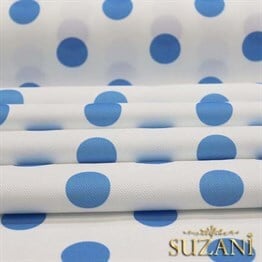 Beyaz Üzeri Mavi Büyük Puanlı Kumaş