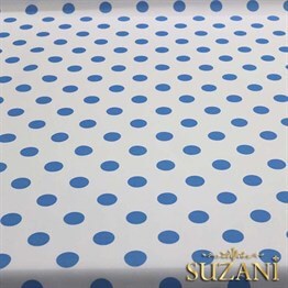 Beyaz Üzeri Mavi Büyük Puanlı Kumaş