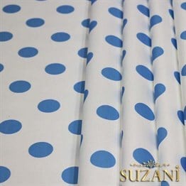 Beyaz Üzeri Mavi Büyük Puanlı Kumaş