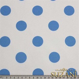 Beyaz Üzeri Mavi Büyük Puanlı Kumaş