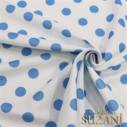 Beyaz Üzeri Mavi Büyük Puanlı Kumaş