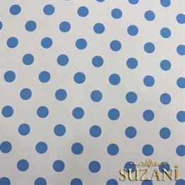 Beyaz Üzeri Mavi Büyük Puanlı Kumaş