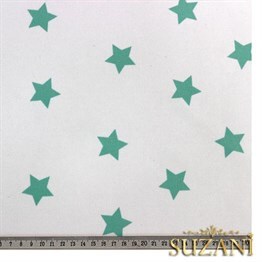 Beyaz Üzeri Mint Yıldızlı Kumaş