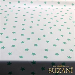 Beyaz Üzeri Mint Yıldızlı Kumaş