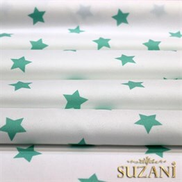 Beyaz Üzeri Mint Yıldızlı Kumaş